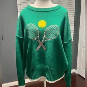 New Green Tennis Sweater with Racket Design. size XL